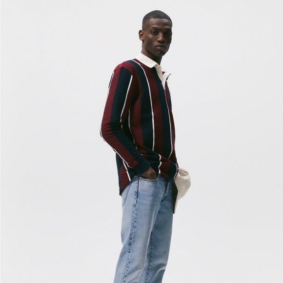 Zara Striped Polo Sweatshirt - Picture 4 of 7
